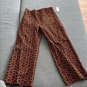 Maeve Black and Orange Patterned Cropped Pants
